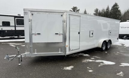 2024 E-Z Hauler 7×24 Aluminum 4-Place Drive In/Out w/Tapered Ramps, Rear Canopy - C-Solutions LLC